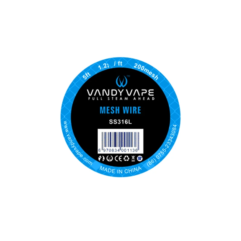 SS316L 200mesh 5ft 5 футовый Vandy Vape Mesh Wire KA1 80 mesh/Ni80 100mesh SS316L 150 200mesh Coil Wire для электронных сигарет Mesh RDA RTA Atomizer - Цвет: SS316L 200mesh 5ft