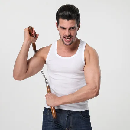 Мужской жилет облегающий хлопковый однотонный спортивный мужской летний для