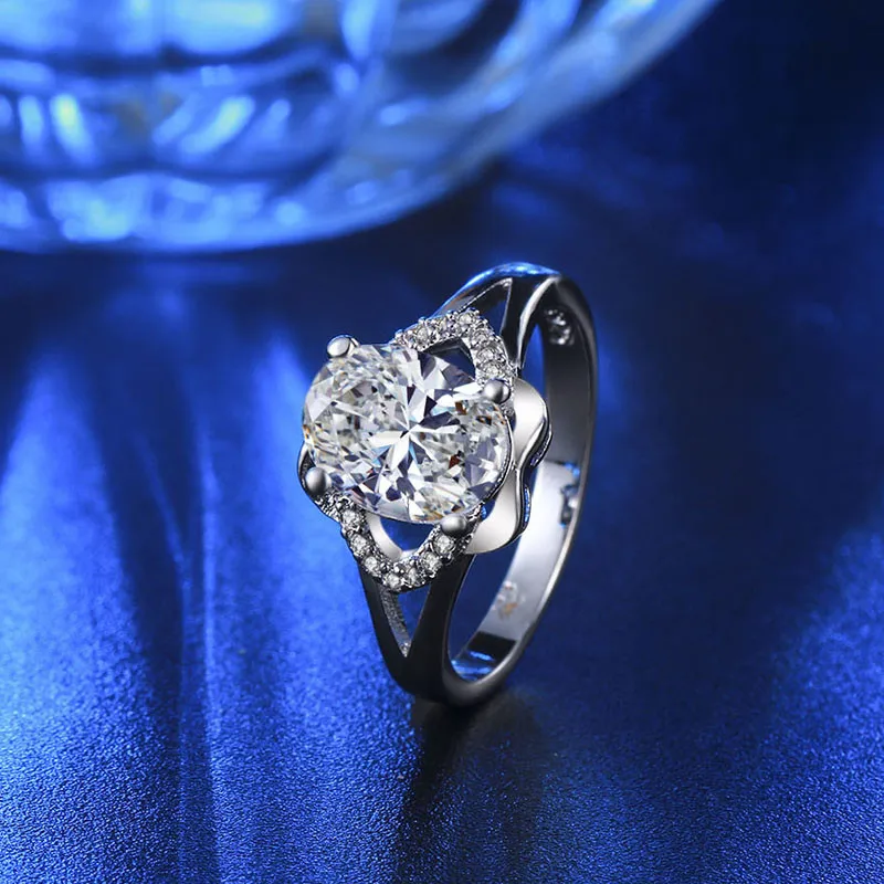 Винтаж Белый Позолоченный Кольца для Женщин Посеребренная Star-shaped Свадьбу