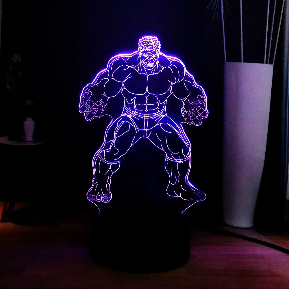 Фильм Marvel серии 3D супергерой Халк акрил 7 цветов Изменение USB дистанционного светодиодный ночник RGB лампа дети праздничные игрушки подарок Прямая