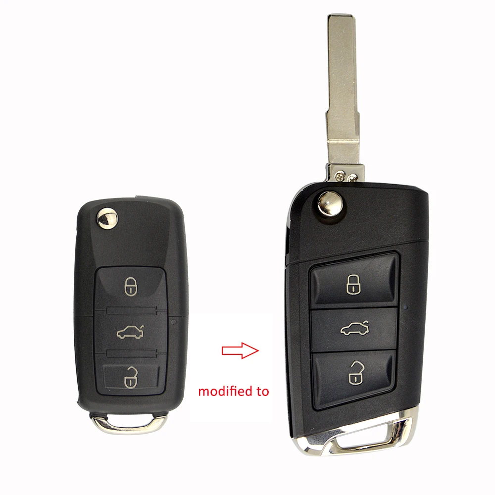 OkeyTech модифицированный складной чехол для ключей для Volkswagen Golf 7 Jettaa Passat Beetle Polo Bora 3 кнопки Filp чехол для ключей в автомобиле