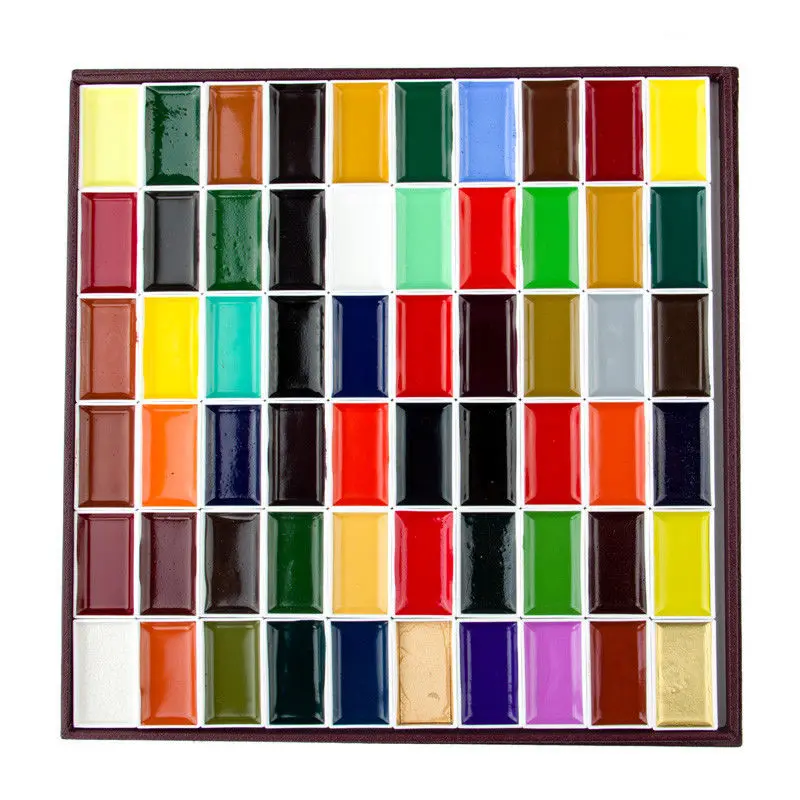 60 Colors KISSHO GANS 8/12/18/24/35/48/60/72 воды Цвет Sumi-e пигмент набор - Цвет: 60 Colors