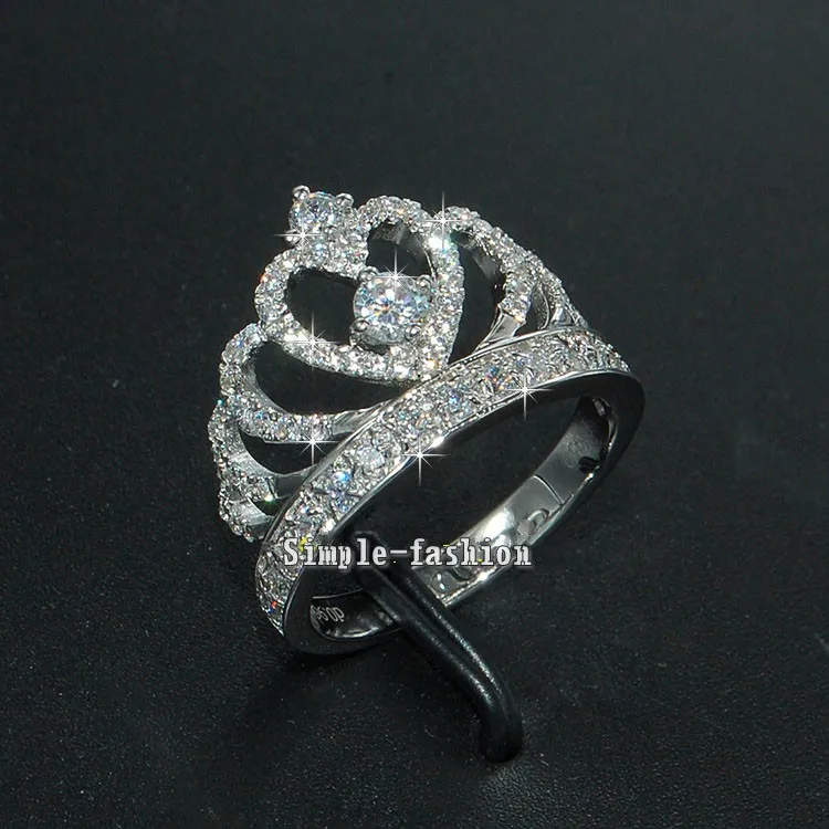 Vecalon Crown Style Women Fashion Jewelry ring AAAAA Zircon Cz 925 Sterling Silver Engagement wedding Band for women | Украшения и