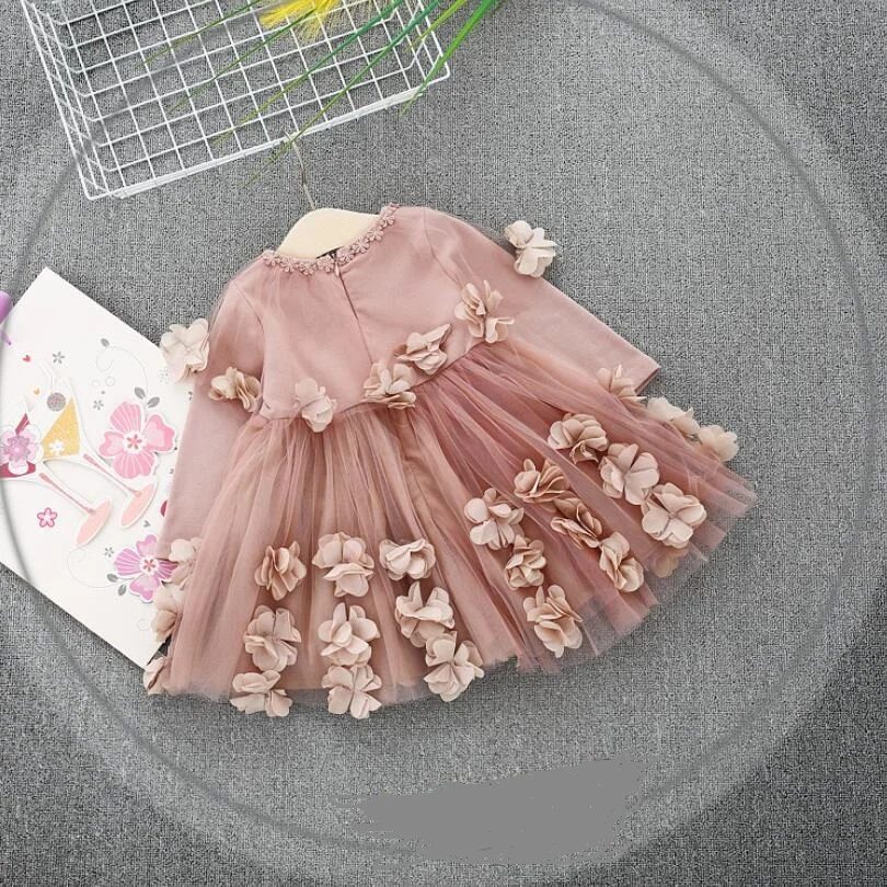 Кружевное платье с цветами для маленьких девочек принцессы на день рождения