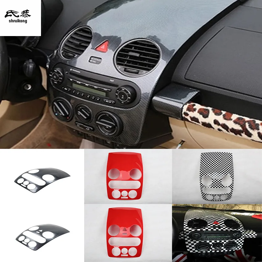 Pegatinas de fibra de carbono ABS para coche, cubierta de decoración de Panel de consola Central para Volkswagen VW Beetle 2003-2012, 1 unidad