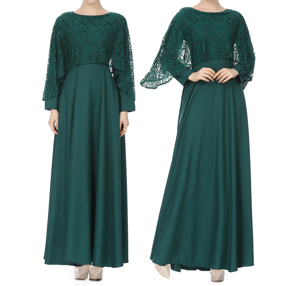 Женский мусульманский Кафтан абайя jilbaw длинный рукав кружева Длинное Макси