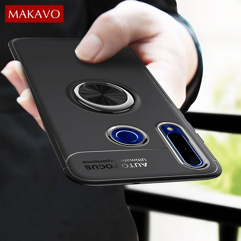Makavo для Huawei Honor 9C чехол с кольцом держателем на палец Мягкая силиконовая матовая