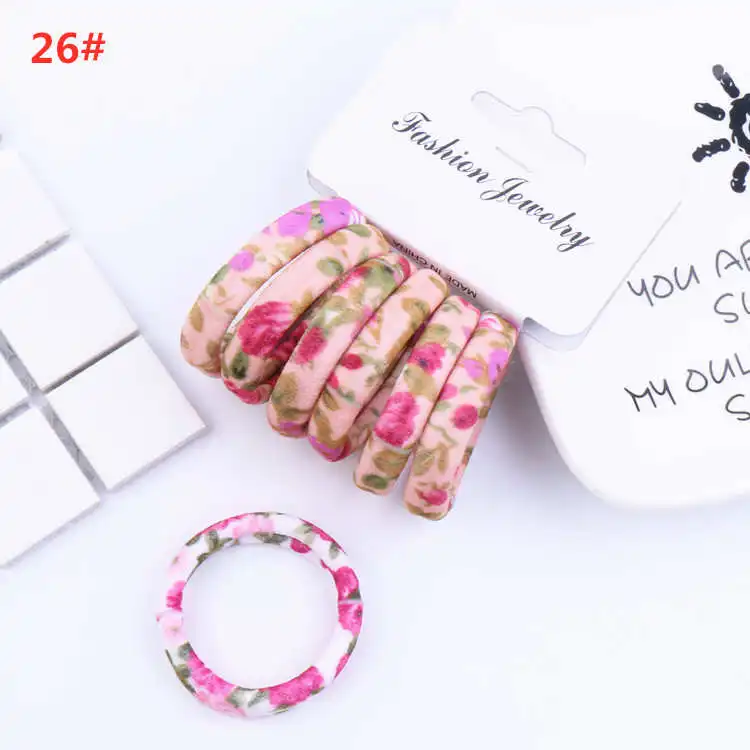 style 26 6 шт./комплект, милые эластичные резинки для волос для девочек, трикотажные резинки для волос, резинка для волос, резинки для волос - Цвет: style 26