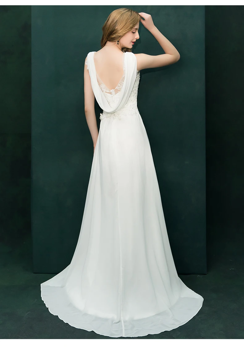 Женское вечернее платье белое длинное из шифона 2019|Вечерние платья| |