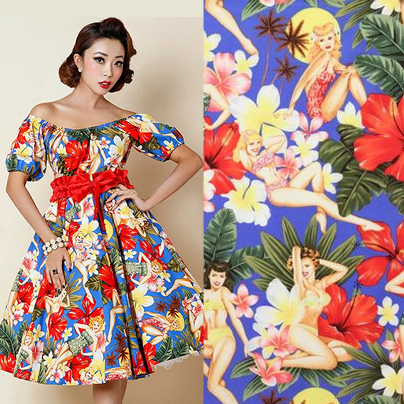 Удивительная Сексуальная Гавайская Женская хлопчатобумажная ткань с принтом