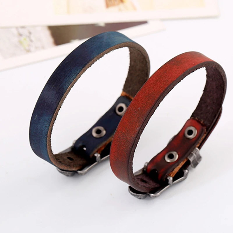 Простой браслет из натуральной кожи для женщин и мужчин мужской в стиле панк с