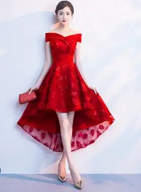 red DongCMY новые платья подружки невесты винно-красные элегантные вечерние платья для невесты - Цвет: red