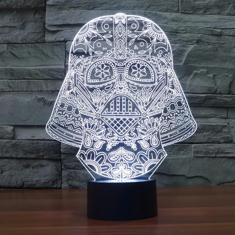 7 Красочная 3d лампа Светодиодная стереовидение настольная лампа черный рыцарь сенсорный выключатель ночник Luminaria Led 3d свет - Цвет абажура: C