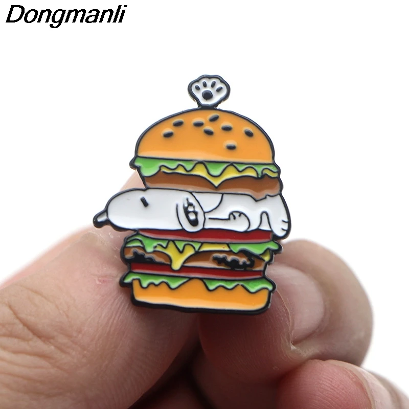 P3675 Dongmanli креативные хот-доги бургер милые металлические эмалированные булавки и броши для нагрудного штыря рюкзак сумки значок крутые подарки