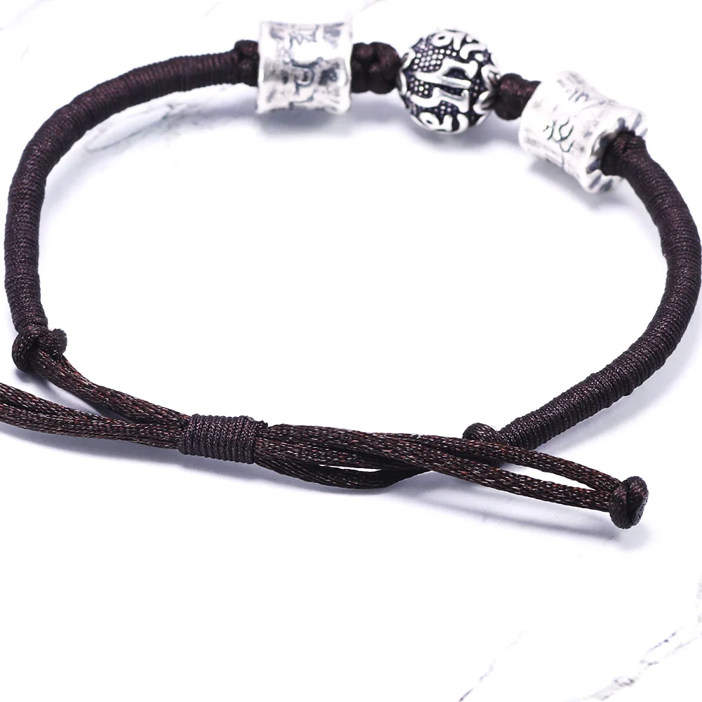 Тибетский буддизм узлы счастливая веревка браслет с 999 чистого серебра шесть