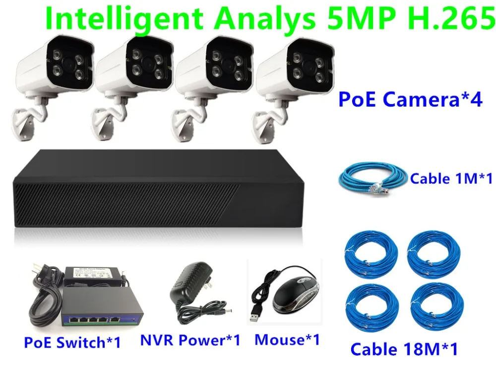 8CH/4CH IP Видеонаблюдение комплект 5.0MP 3.0MP H.265 48V PoE Камера водонепроницаемый IP66 16*5 0 Мп