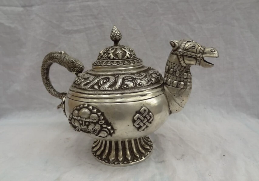 SCY песня voge Gem S5126 13 &quotКитайская Серебряная голова лошади статуя Бронзовый Дракон