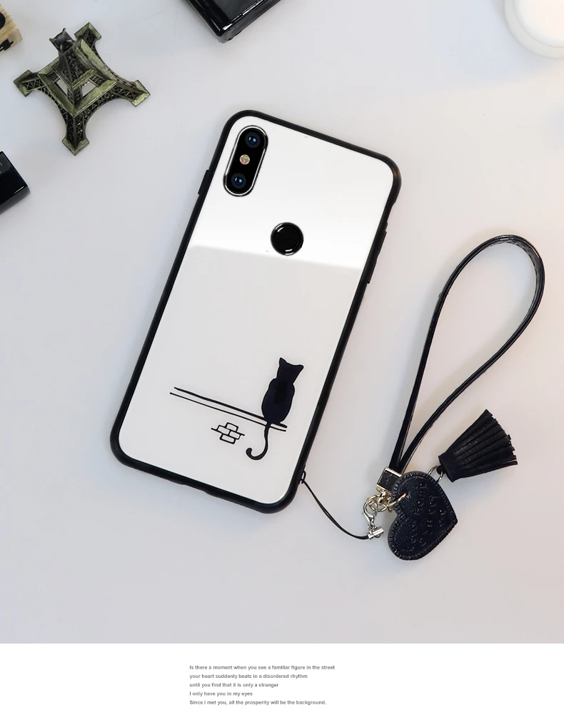 BONVAN закаленное стекло чехол для Xiaomi Redmi 6 6A 6 Pro case милые чехол с изображением котов чехол на Redmi note 7 Note 6 Pro Сердце кисточкой ремешок случай защиты чехлы на редми телефон
