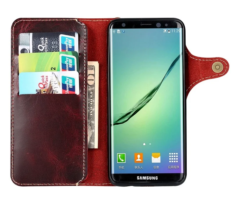 Solque Натуральная кожа флип-чехол для samsung Galaxy S8 Plus S 8 кошелек чехол для телефона s Роскошный Ретро винтажный магнит ремень чехол для карт