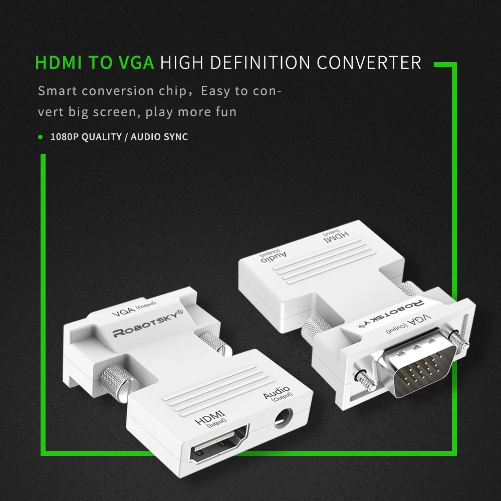 1080P HDMI в VGA конвертер с аудио адаптером мама-папа сигнал HDMI-VGA адаптер передачи аудио для HDTV проектора