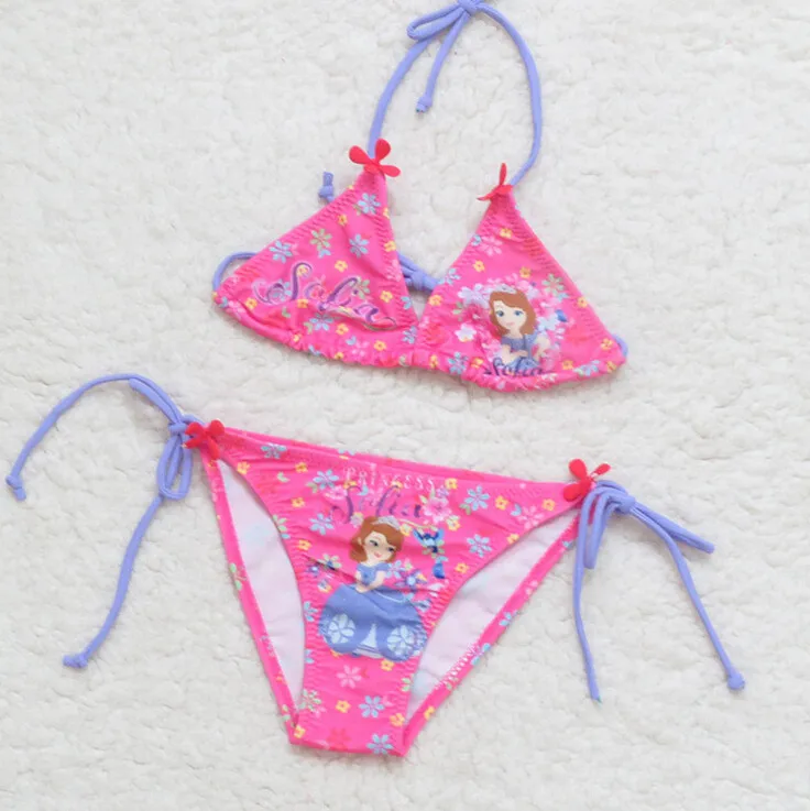 2019 высокое качество милый купальник-бикини с принтом для девочек купальный