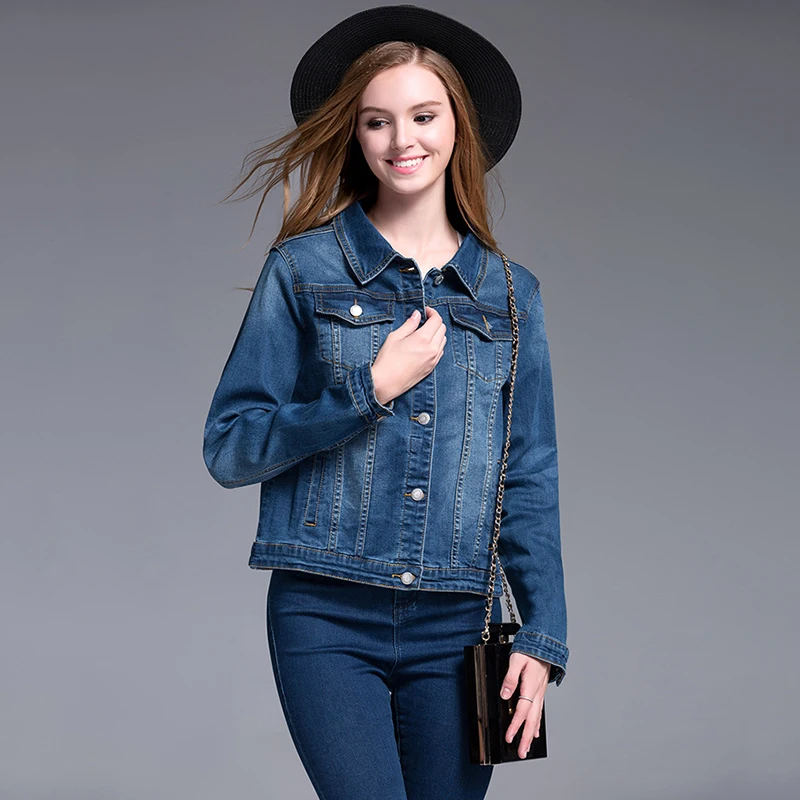 Voobuyla 2019 Casual Spring Vintage Demin Jacket For Women Plus Size 5XL Loose Basic Coats Fashion Long Sleeve Slim Jeans | Женская