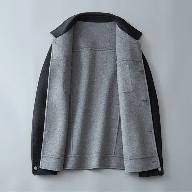 Новое Брендовое мужское двухстороннее шерстяное пальто зимнее плотное деловая