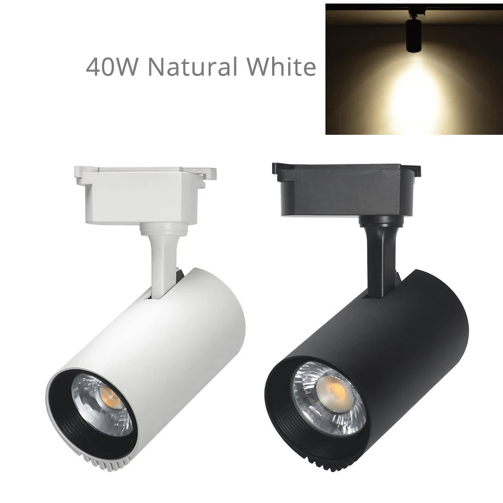 40W Natural White Современный трек-светильник 40 Вт светодиодный алюминиевый рельсовый Точечный светильник s лампа магазин одежды выставочный зал Железнодорожный Точечный светильник 110 В/220 В/230 В/240 В - Испускаемый цвет: 40W Natural White