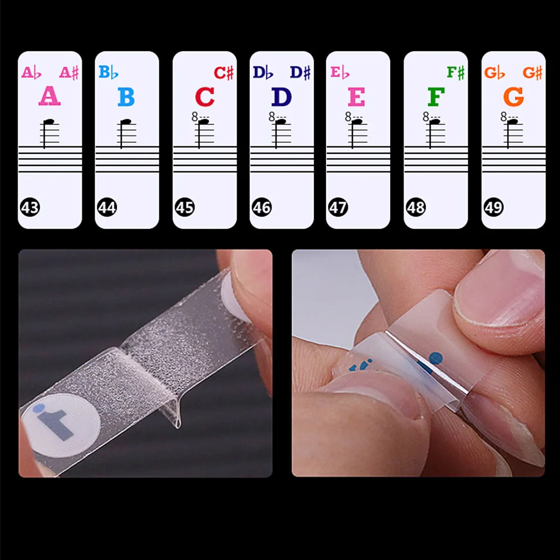 Профессиональный прозрачная в форме рояля клавиатура Стикеры 88/61/54/49 ключ