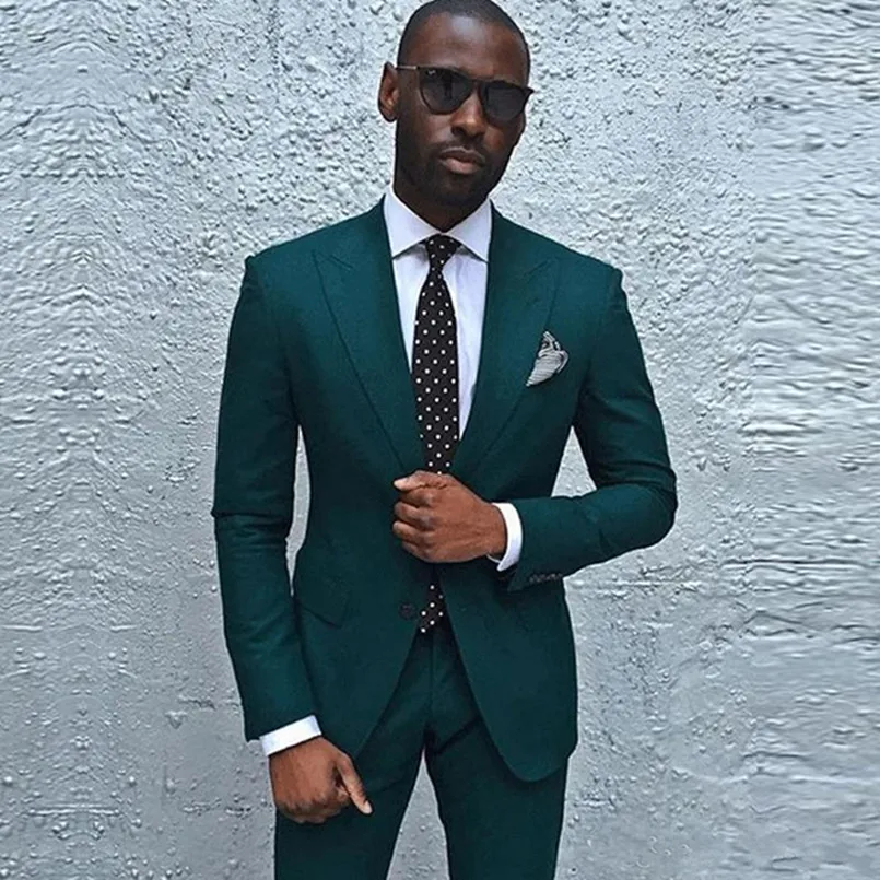 Дешевый комплект из 2 предметов зеленые мужские свадебные костюмы новые смокинги