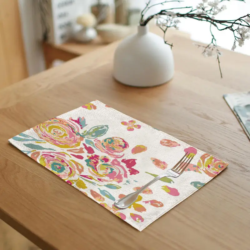 Элегантные салфетки для стола с цветами льняная скатерть фламинго девушек
