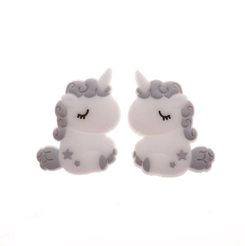 Mini 10pcs Unicorn Silicone Baby Teether Beads BPA Free Newborn Bitting Jewelry Accessories DIY Infant Teething Necklace Koala