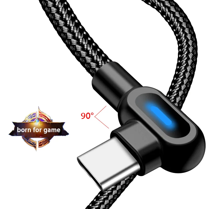 Usb Type C 90 Degree Cable Fast Charging Phone Charge Cavo Usb Charger Wire 2 Meter for Samsung Note 9 8 A20e Redmi K20 Pro Sony
