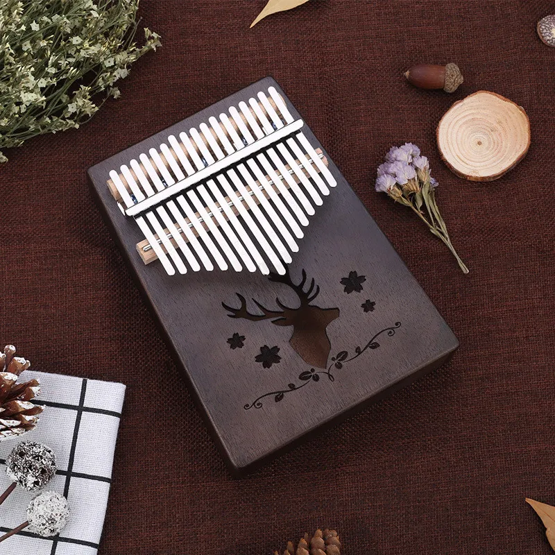 17 клавиш Kalimba дерево красное дерево тело большой палец фортепиано музыкальный инструмент Аксессуары Красочный олень можно выбрать