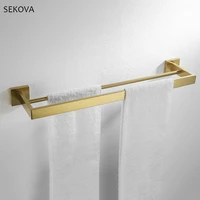 stainless steel double towel bars square towel rack holder wall mounted bathroom accessories brushed goldbrushedmirrorblack