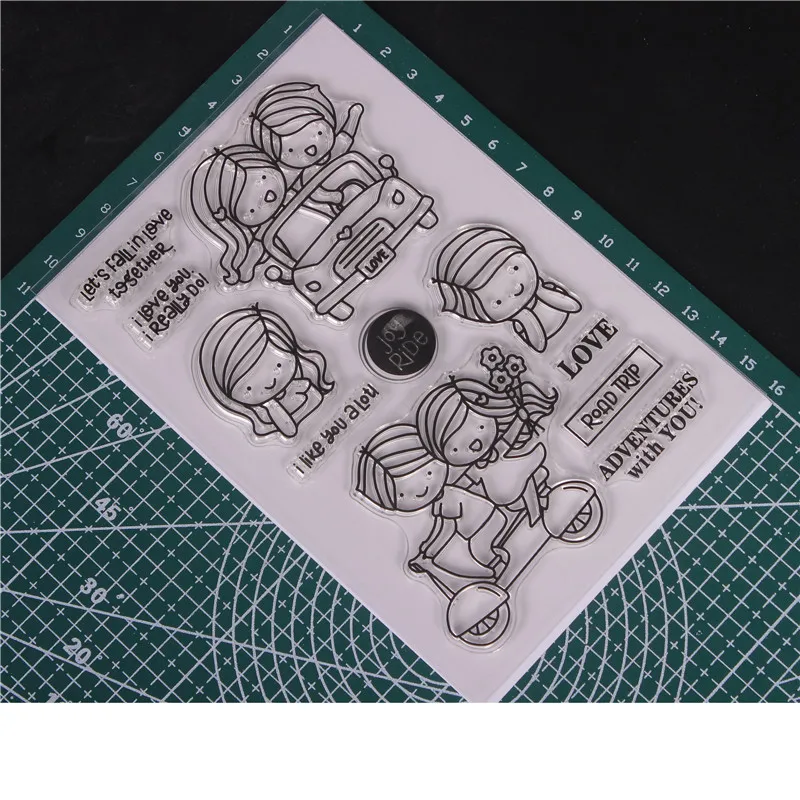 Lovers drive Clarity Transparent Clear Silicone Stamps for DIY Scrapbooking Card Making diy photo Roller album Decorative
