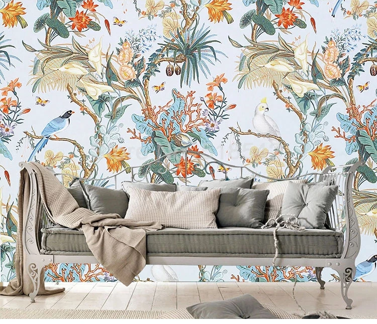 Custom 3D Photo Wallpaper European Style Flower Bird Pastoral Mural Living Room Bedroom Background Wall Decor Painting Wallpaper