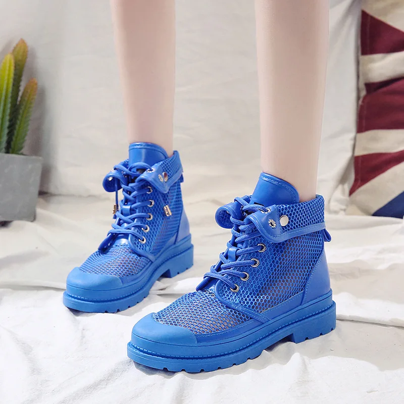 Ботинки детские летние высокие женские ботинки на плоской подошве ажурные