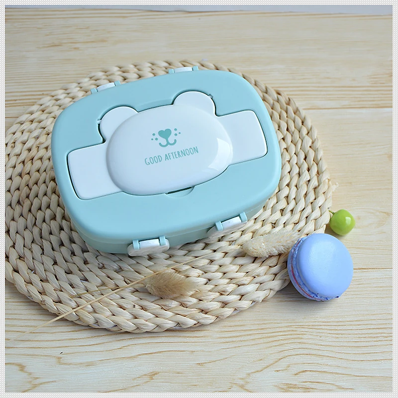 Милый медведь узор пластиковый Ланч-бокс для детей 730 мл студенты мультфильм Bento