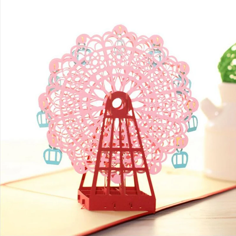 Модные 3d Поздравительные открытки ручной работы с колесиком обозрения оригами