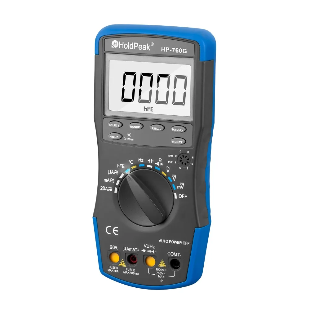 Best цифровой мультиметры HoldPeak HP-760G 1000 Вольт и 20 Ампер Авто начиная с рабочий цикл/частота/емкость и сумка