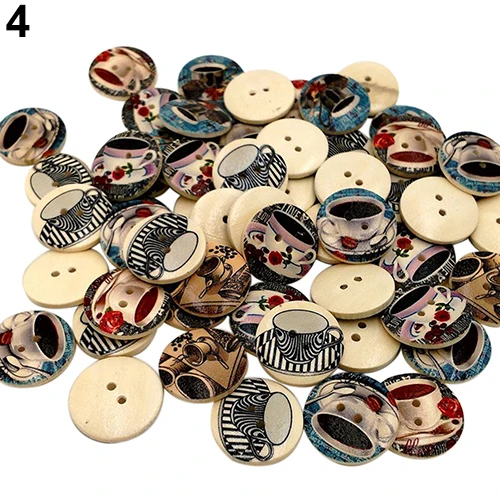 2016 50x Ретро стиль 2 отверстия смешанные для шитья деревянные пуговицы ремесло