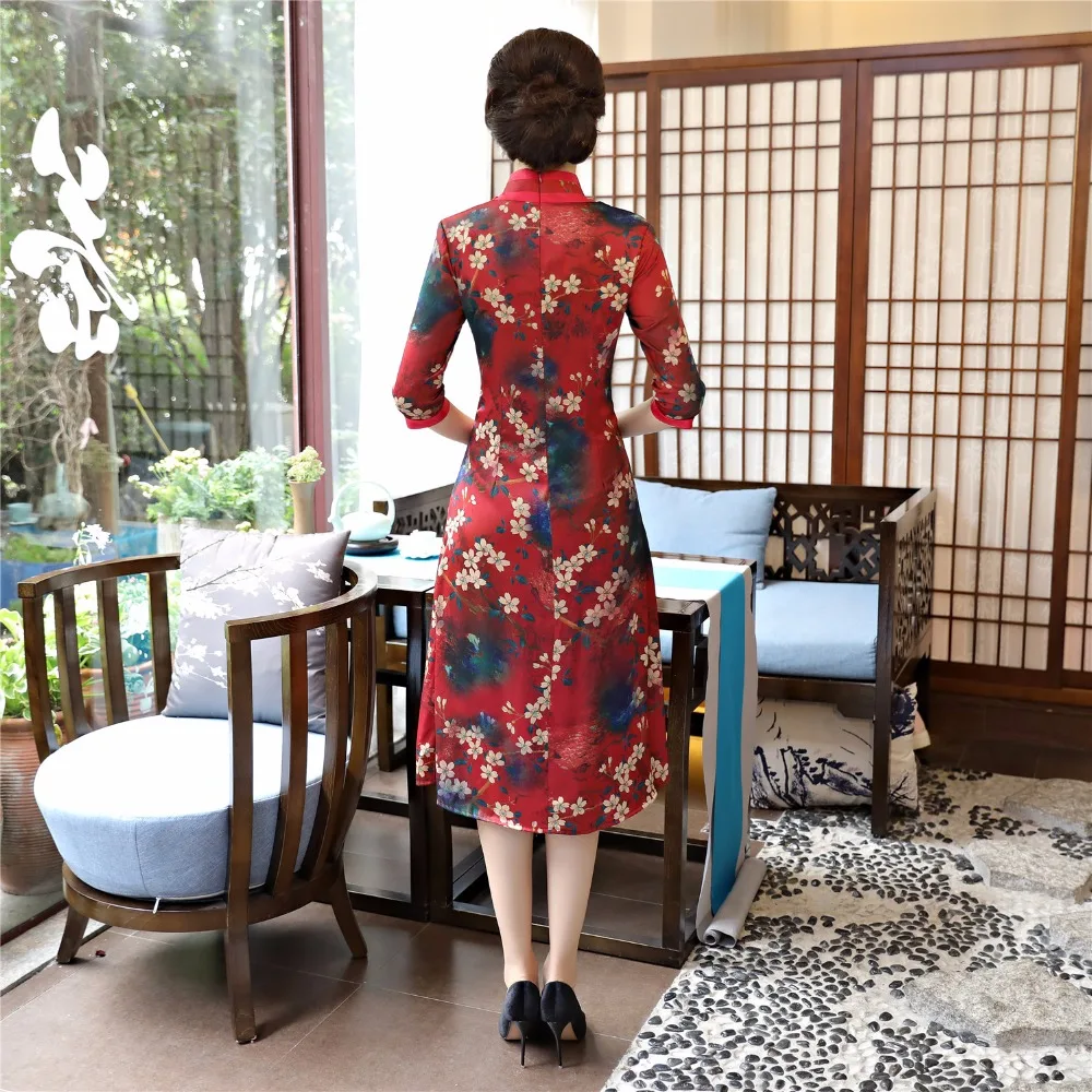 Шанхай история Весна Половина рукава Вьетнам Aodai платье Cheongsam для Для женщин