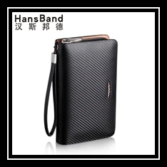 HansBand мужской кошелек из натуральной кожи, большой вместительный кошелек на двойной молнии, повседневный длинный деловой мужской клатч, кошельки, мужской клатч