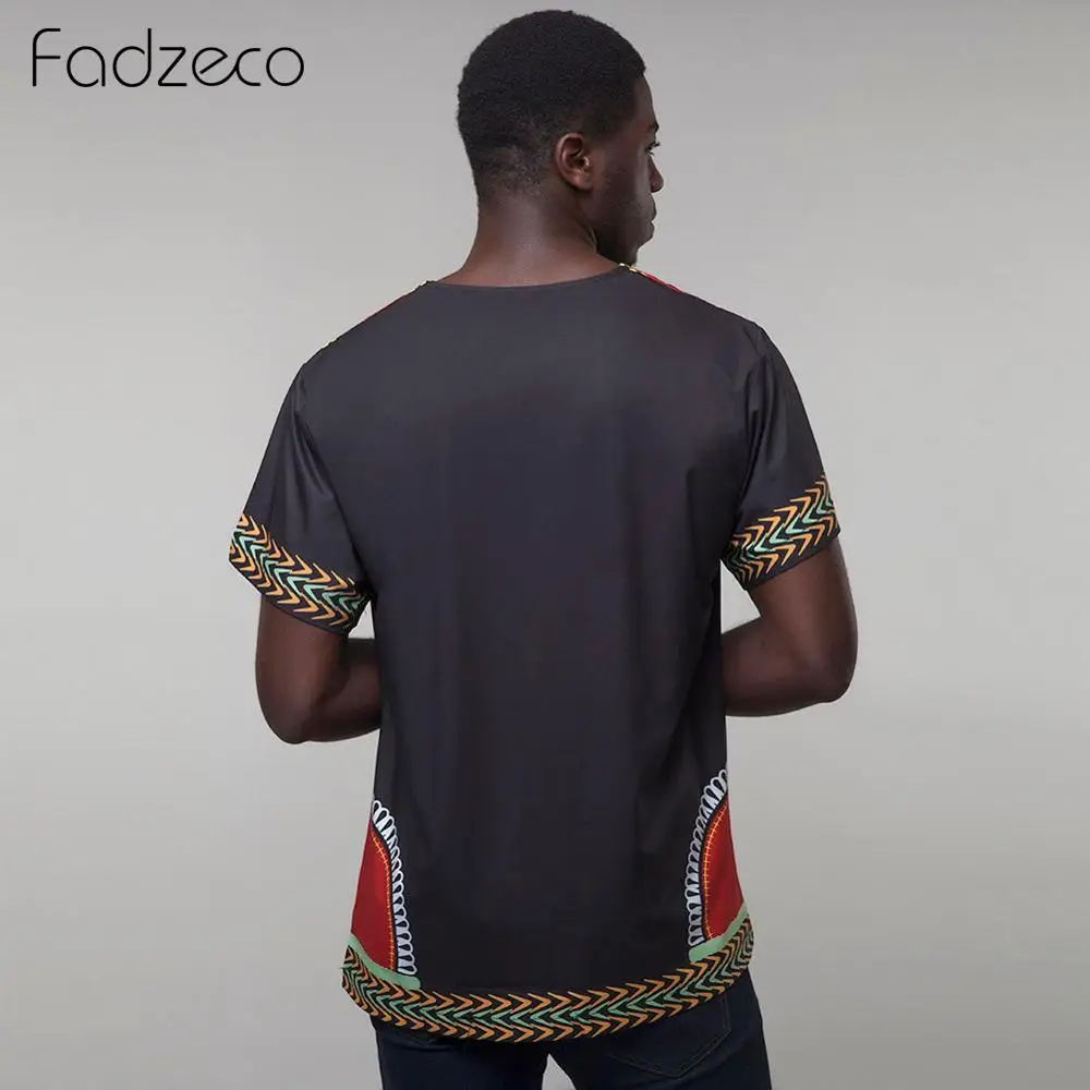 Fadzeco мужская летняя футболка Дашики с коротким рукавом круглым вырезом футболки