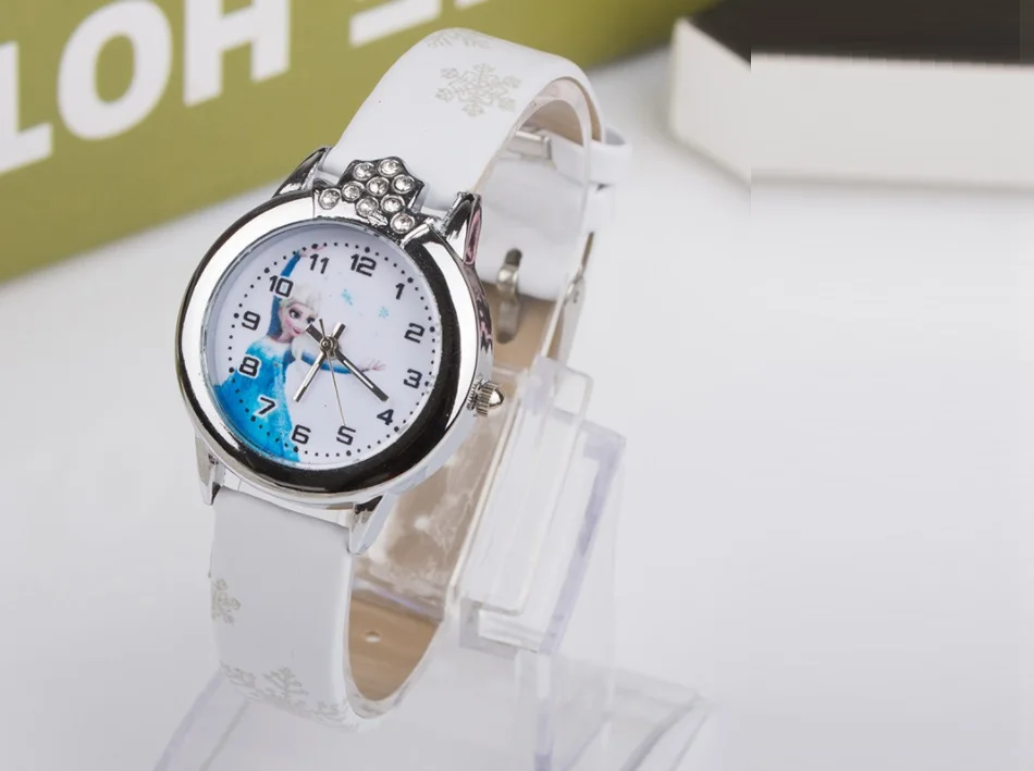 Relogio feminino новые детские часы с рисунком из мультфиломов Принцесса Эльза часы модные дети милый резиновый кожаный кварцевые часы Девушка Горячая