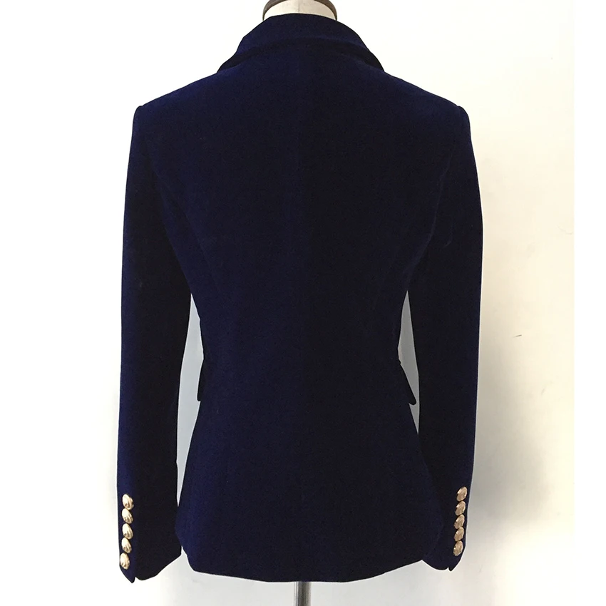 Женский бархатный блейзер подиумный дизайнерский двубортный с металлическими