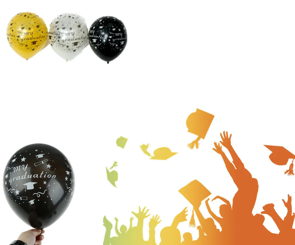 10 шт./компл. 12 дюймов воздушные шары на выпускной черный белый цвет золота Mix