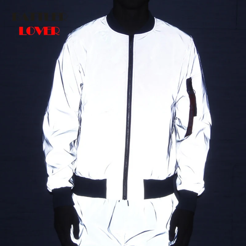 Мужская куртка светоотражающая Повседневный хип хоп Ночной светильник