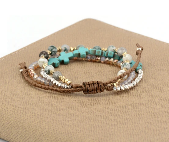 Модный оникс Кристалл Крест Шарм шнур плетеный браслет Бохо штабелируемые